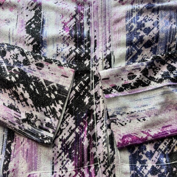 CJ Banks Purple Patterned Hoodie Long Sleeve w/ Metallic Detail Womens Size 1X - Picture 3 of 5